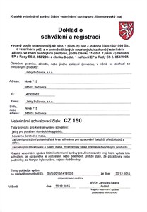 Doklad o schválení a registraci